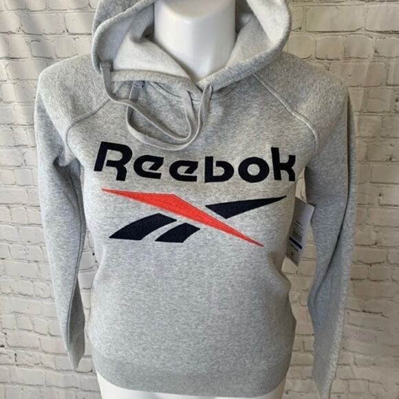🆕 REEBOK | Grey Hooded Sweatshirt - Picture 1 of 4